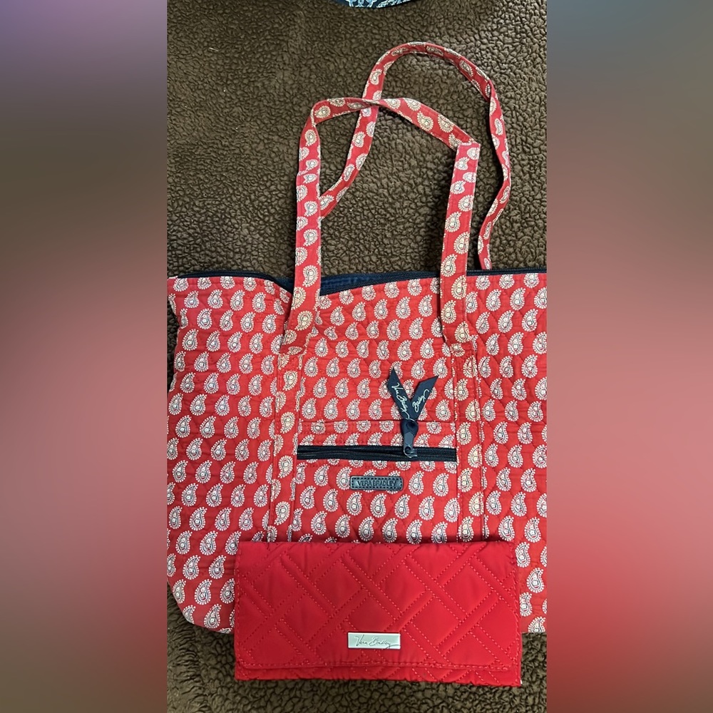 Authentic Vera Bradley medium red purse and matching wallet …